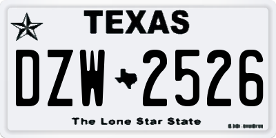 TX license plate DZW2526