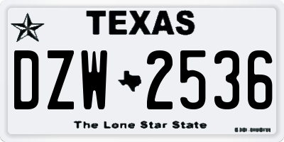 TX license plate DZW2536