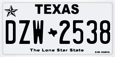 TX license plate DZW2538