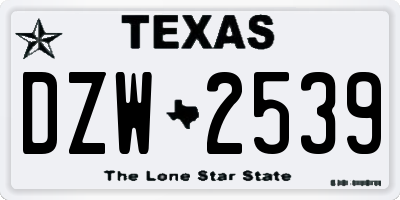 TX license plate DZW2539