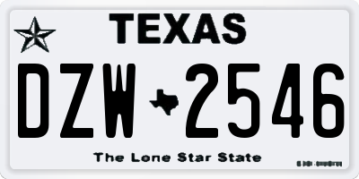 TX license plate DZW2546