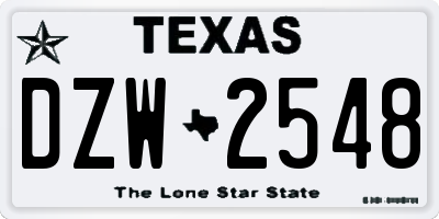 TX license plate DZW2548