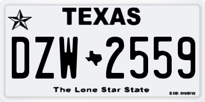 TX license plate DZW2559