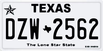 TX license plate DZW2562