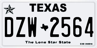 TX license plate DZW2564