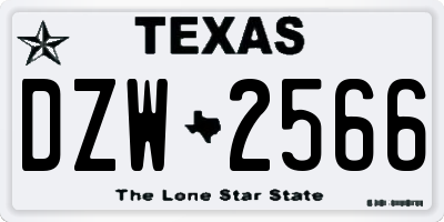 TX license plate DZW2566