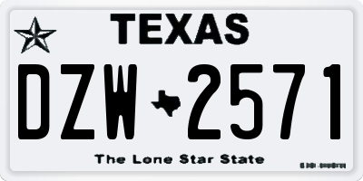 TX license plate DZW2571