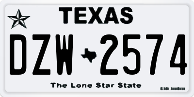 TX license plate DZW2574