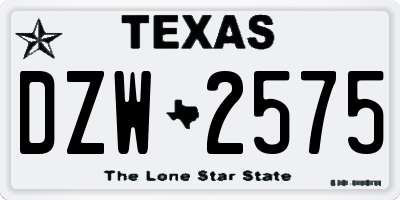 TX license plate DZW2575