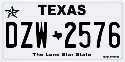 TX license plate DZW2576
