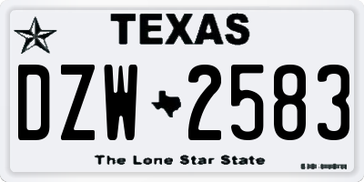 TX license plate DZW2583