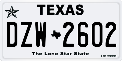 TX license plate DZW2602