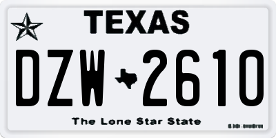 TX license plate DZW2610