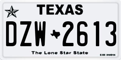 TX license plate DZW2613