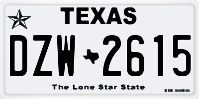 TX license plate DZW2615