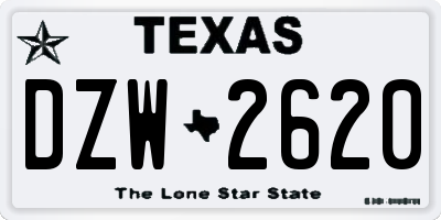 TX license plate DZW2620