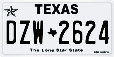 TX license plate DZW2624