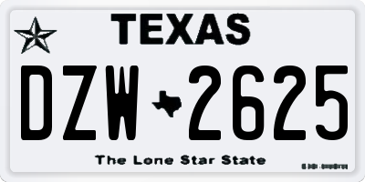 TX license plate DZW2625
