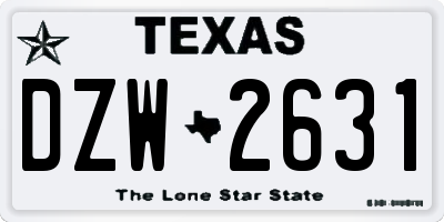 TX license plate DZW2631
