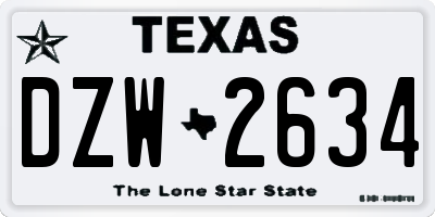 TX license plate DZW2634
