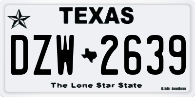 TX license plate DZW2639