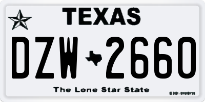 TX license plate DZW2660