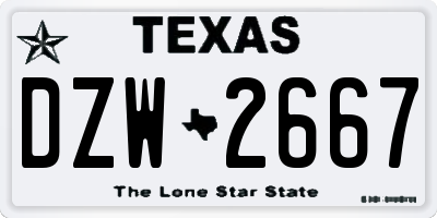 TX license plate DZW2667