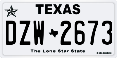 TX license plate DZW2673