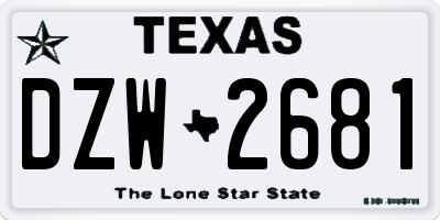 TX license plate DZW2681