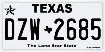 TX license plate DZW2685