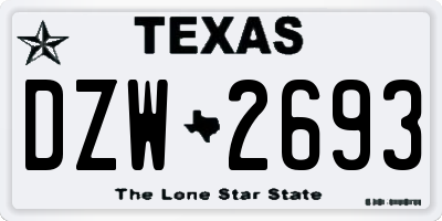 TX license plate DZW2693