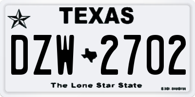TX license plate DZW2702