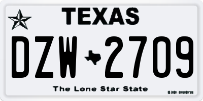 TX license plate DZW2709