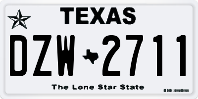 TX license plate DZW2711