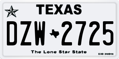 TX license plate DZW2725