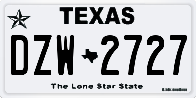 TX license plate DZW2727