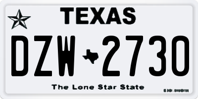 TX license plate DZW2730