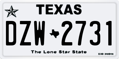 TX license plate DZW2731