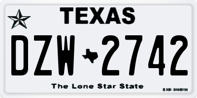 TX license plate DZW2742