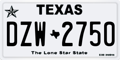 TX license plate DZW2750
