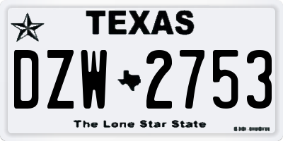 TX license plate DZW2753