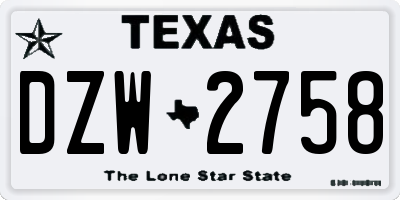 TX license plate DZW2758