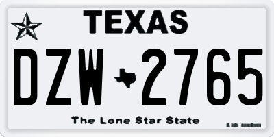 TX license plate DZW2765