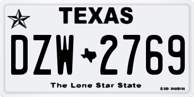 TX license plate DZW2769