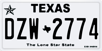 TX license plate DZW2774