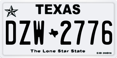 TX license plate DZW2776