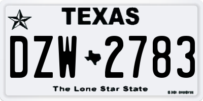 TX license plate DZW2783