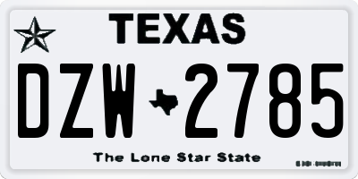 TX license plate DZW2785