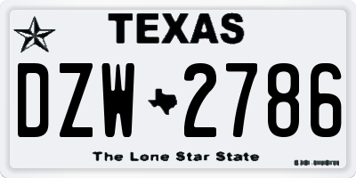 TX license plate DZW2786