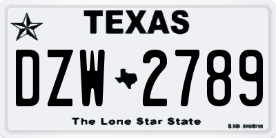 TX license plate DZW2789